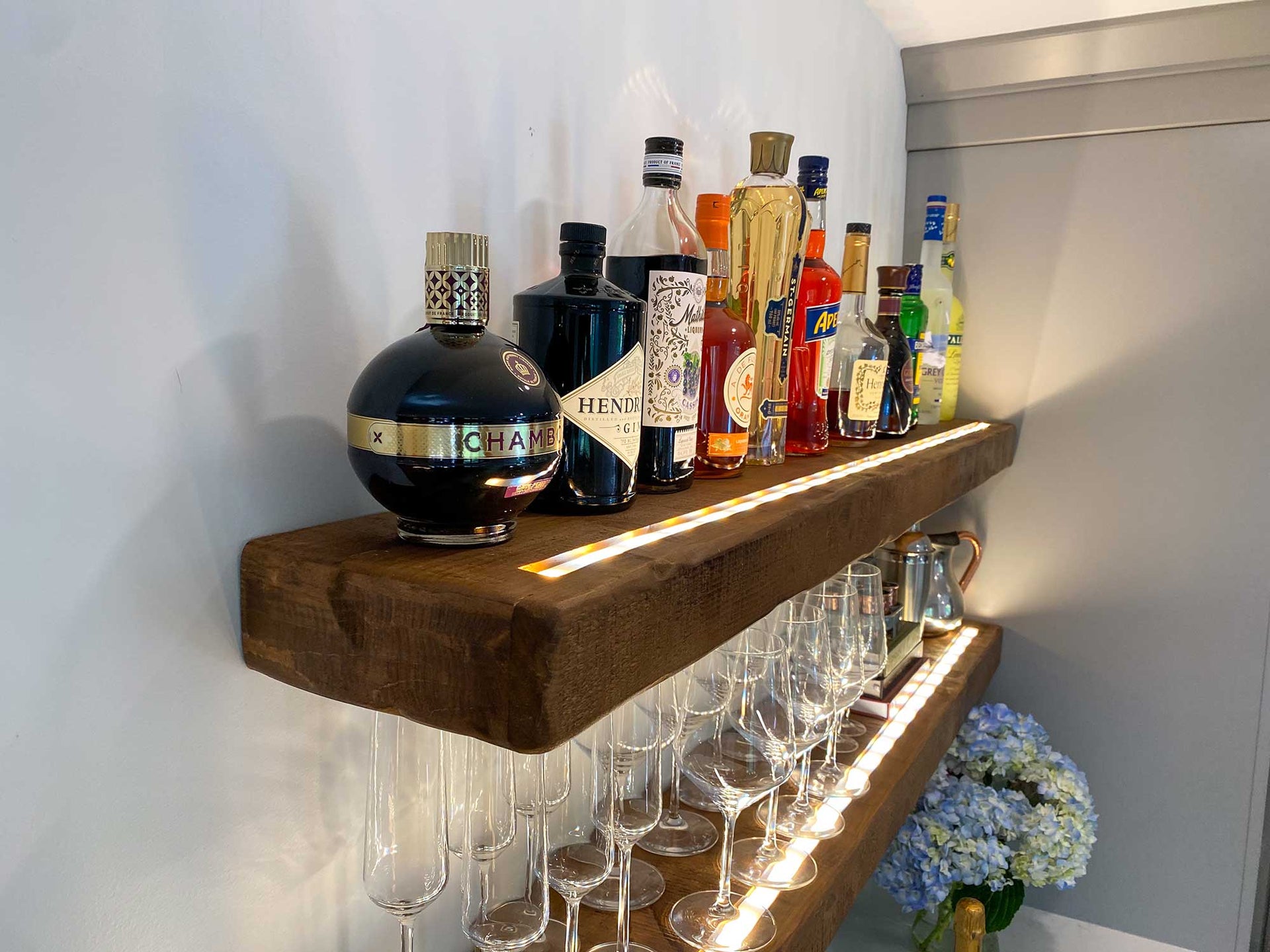 Custom Wine Glass Floating Shelf